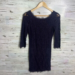 BABATON ARITZIA Rafael Emerald  purple Lace 3/4 Sleeve Sheath Dress size 4